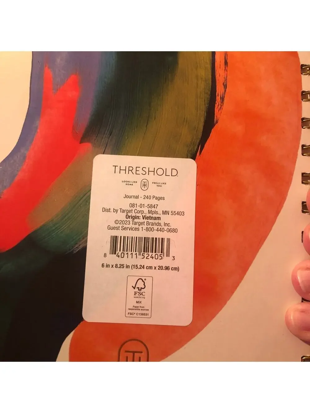 Threshold NWT 240pg Ruled Journal 8.25x6.25 Abstract Watercolor Hard Cover